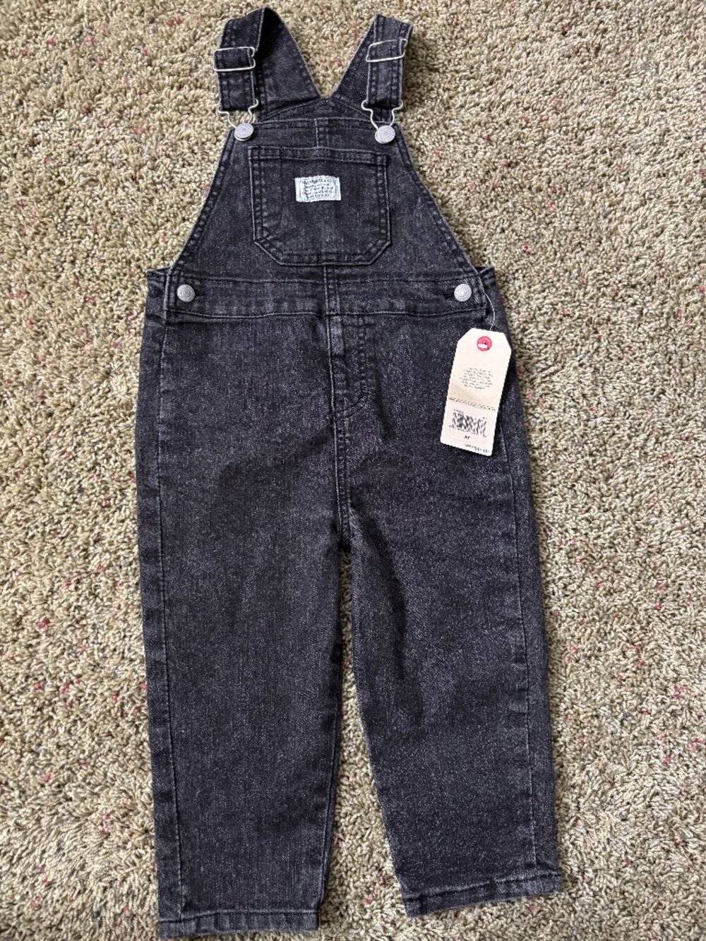 Levi's Kids 3T Washed Black Denim Overalls NWT